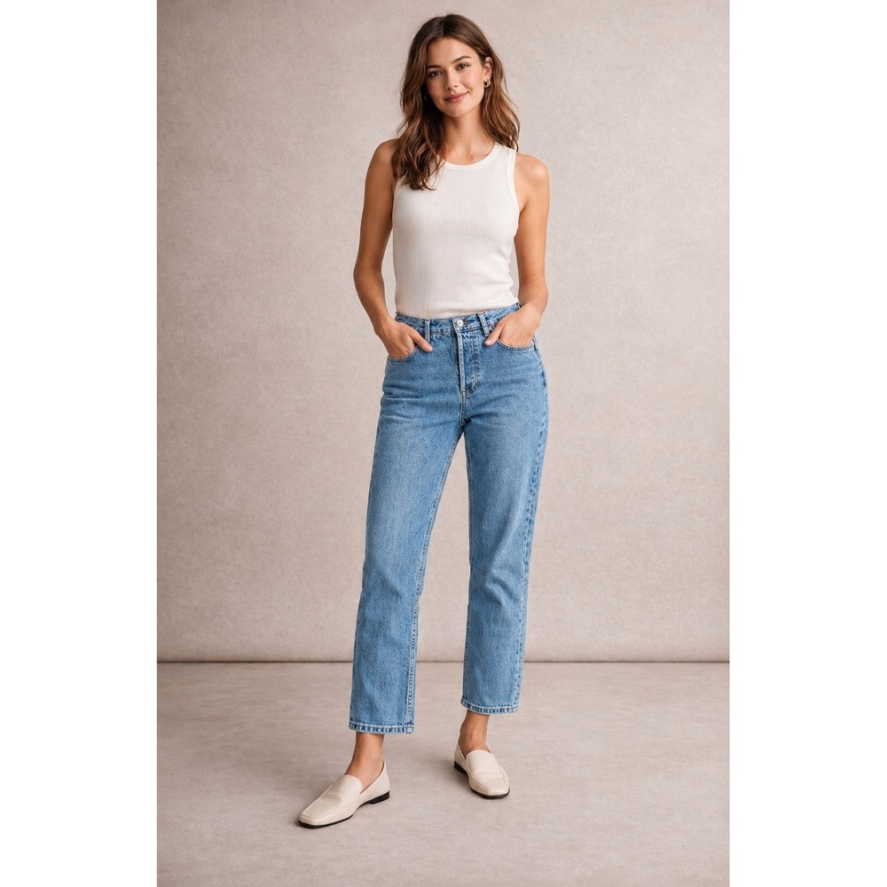 Everlane The 90s Cheeky Jean Women Sz 25 Crop Medium Wash Organic Cotton